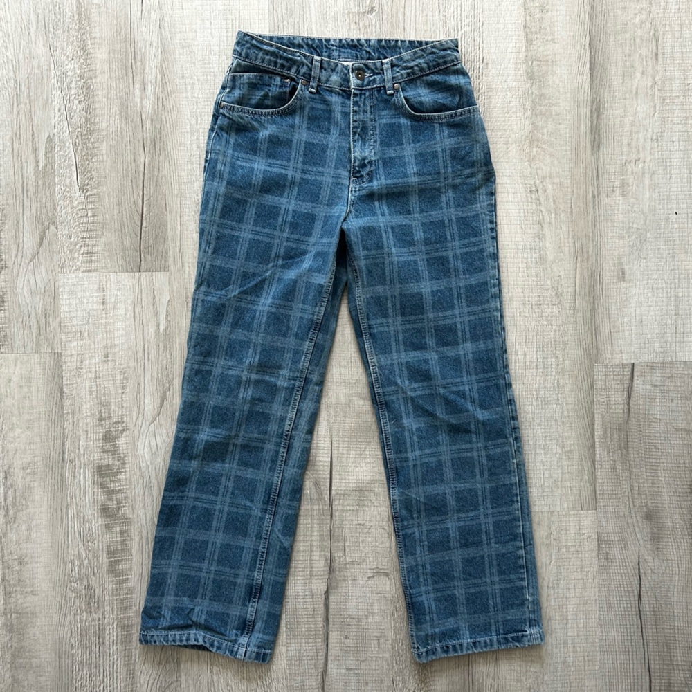 The Ragged Priest Blue Plaid Jeans from Free People